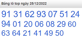 Bảng lô top nhiều người chơi 25/12/2022